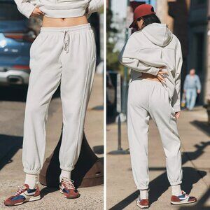 White Sparkle Joggers, Daily Practice by Anthropologie, Sz L